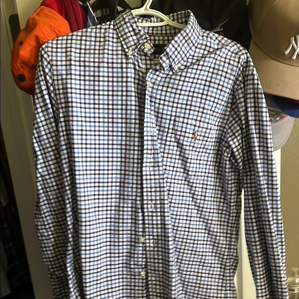 Polo by Ralph Lauren Blue and White Casual Button Down Shirt